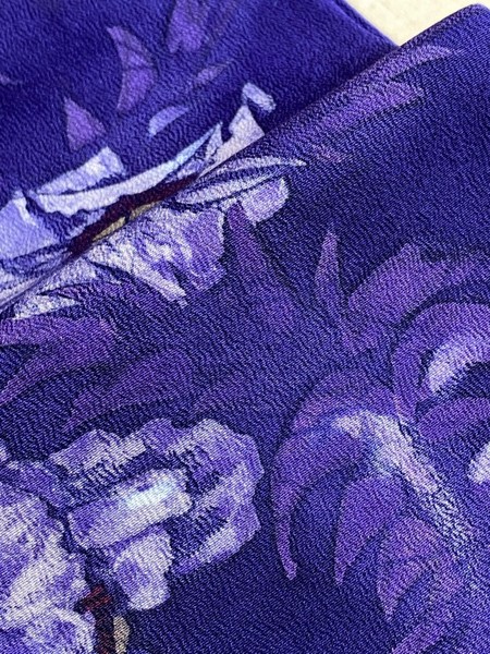 紫地抽象的な花名古屋帯