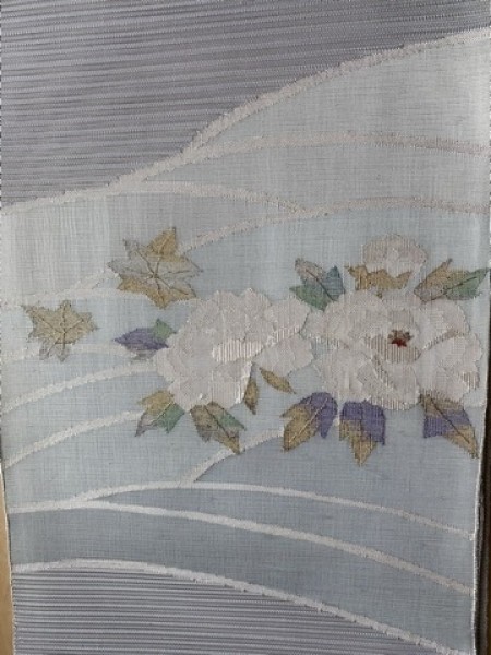 牡丹文　絽綴れ袋帯