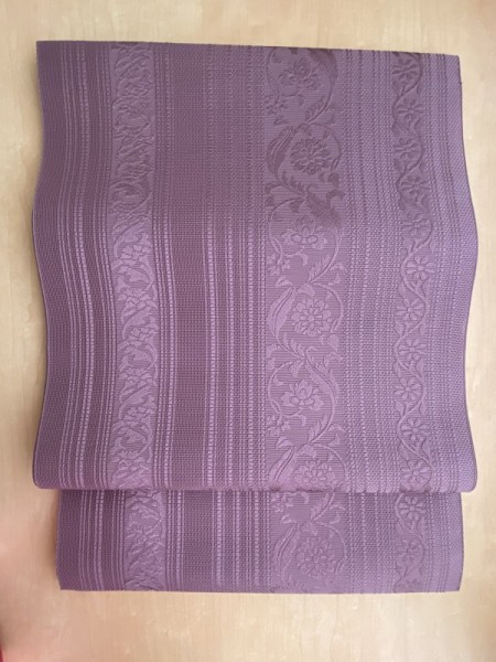 【未使用品】【長尺】博多織り紗献上　紫地八寸名古屋